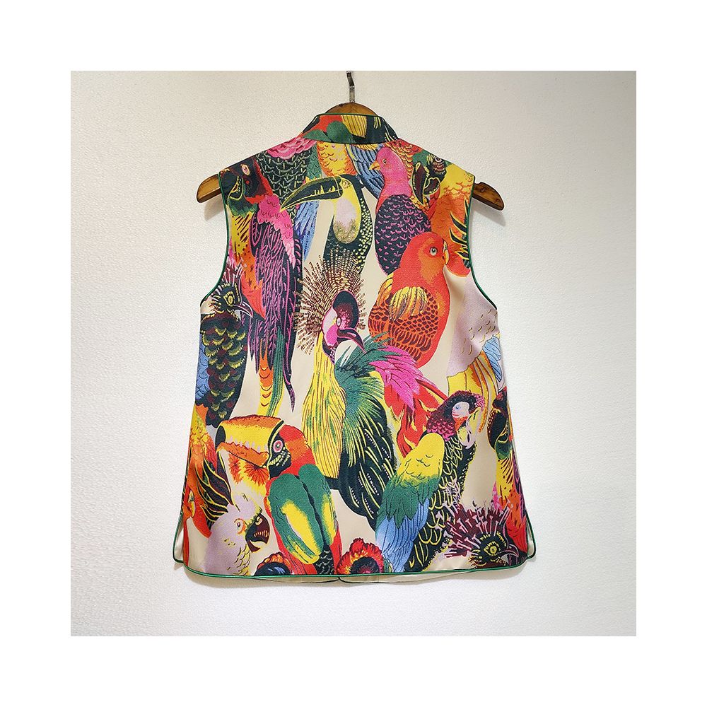 Retro buckle printed vest for women fashionable and western style Chinese style improved version Chinese style horse clip jacquard vest shoulder image 3