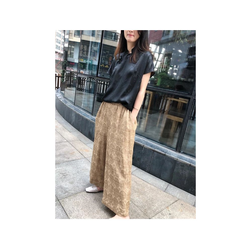 Asaya306 - Ice silk short sleeved cheongsam top for women in the summer of 2025 new Korean style loose Chinese style button silk cotton T shirt Tang style
