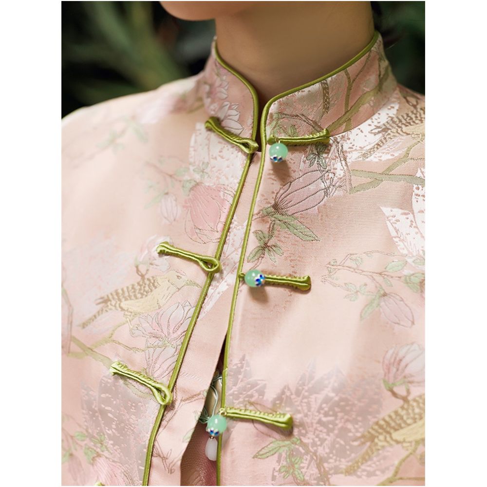 Town Store Baby CPP946 New Chinese style magnolia slimming stand collar jade buckle vest for spring and autumn wear image 88