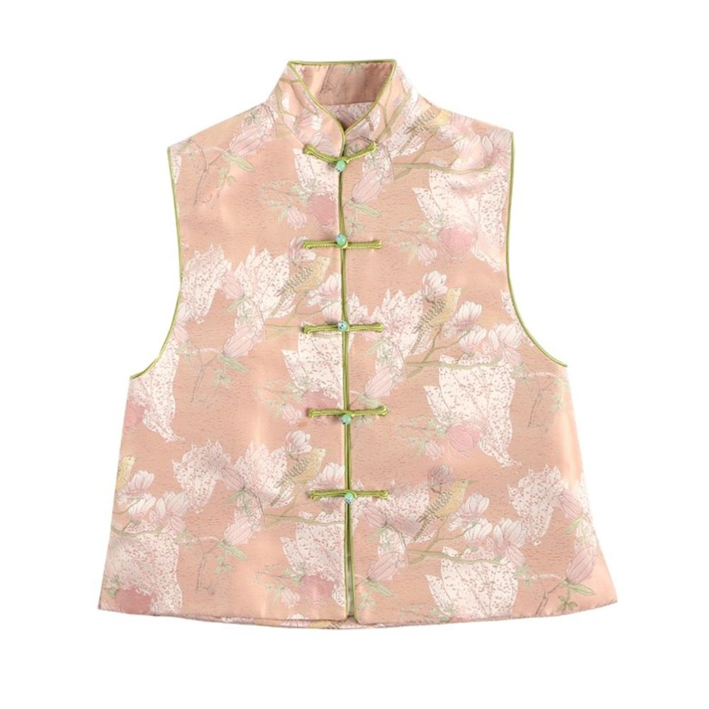 Town Store Baby CPP946 New Chinese style magnolia slimming stand collar jade buckle vest for spring and autumn wear image 89