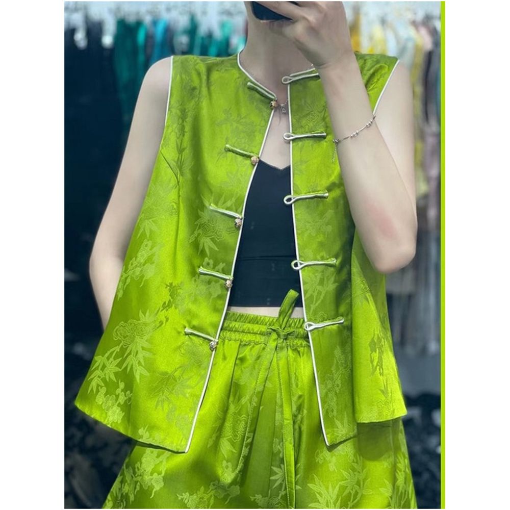 Town Store Baby PYJ025 New Chinese Retro Silk Fashionable Chinese Style Horse Clip Shoulder Spring and Summer Four Seasons image 1