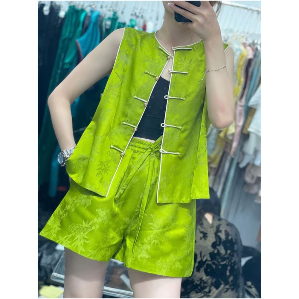 Town Store Baby PYJ025 New Chinese Retro Silk Fashionable Chinese Style Horse Clip Shoulder Spring and Summer Four Seasons image 2