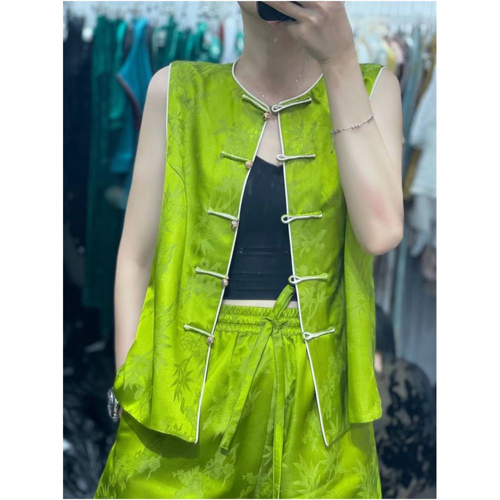 Town Store Baby PYJ025 New Chinese Retro Silk Fashionable Chinese Style Horse Clip Shoulder Spring and Summer Four Seasons image 4