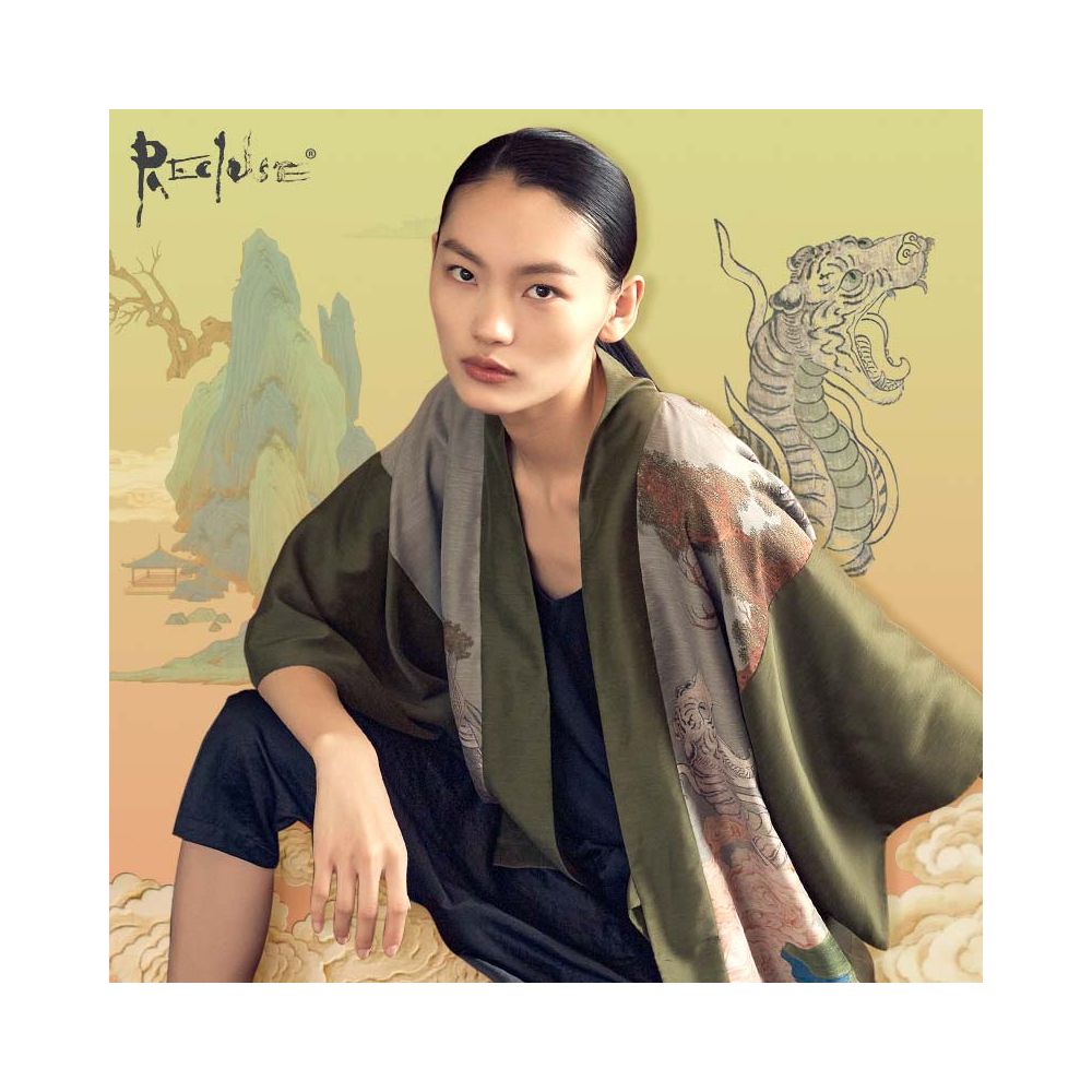 RECLUSE Mangyuan Chinese style retro printed patchwork contrasting design Zen clothing improved Tang style Hanfu top for women image 17