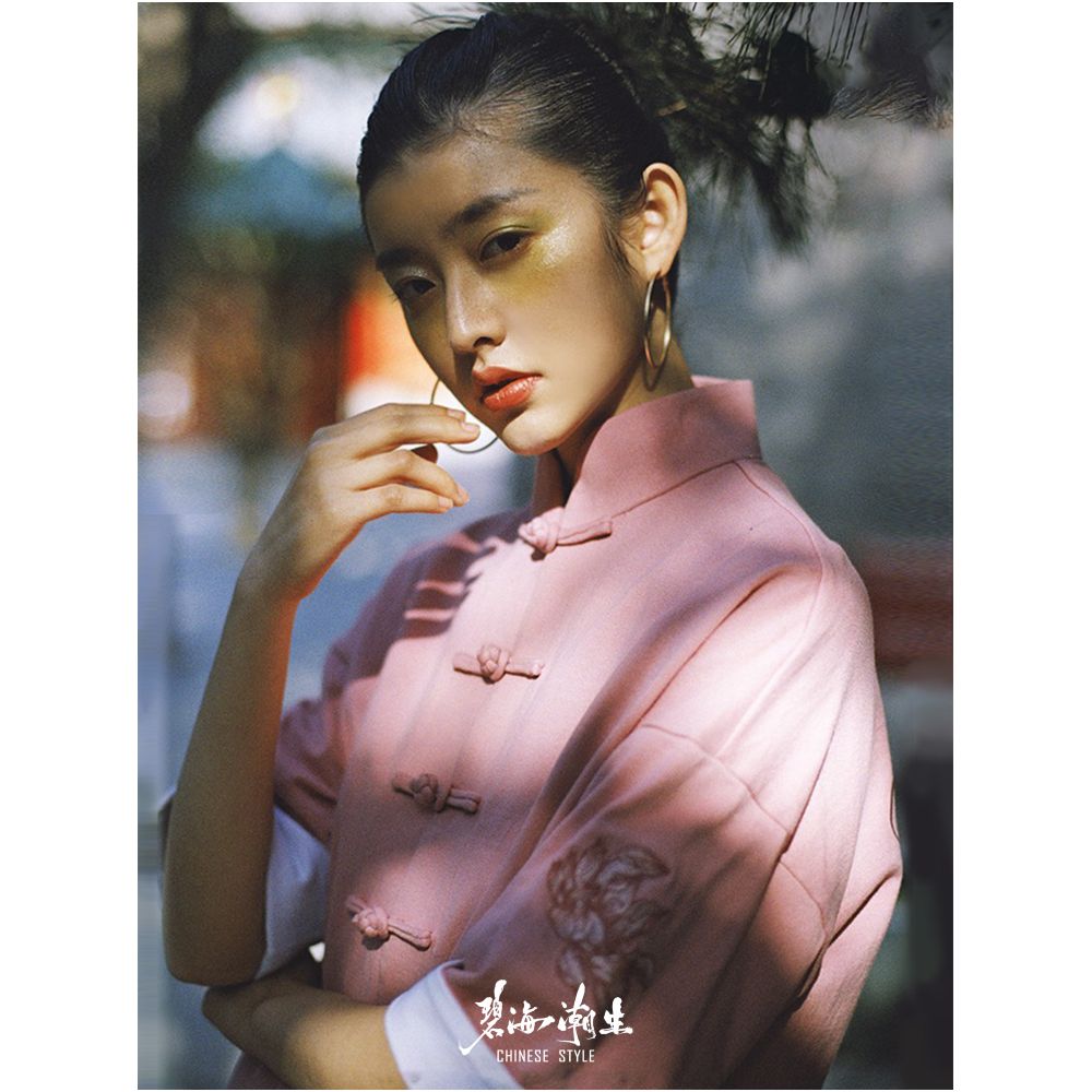 Bihai Chaosheng s new all creatures look extraordinary and original Chinese style China Chic loose button short sleeved t shirt Tang suit men and women image 2