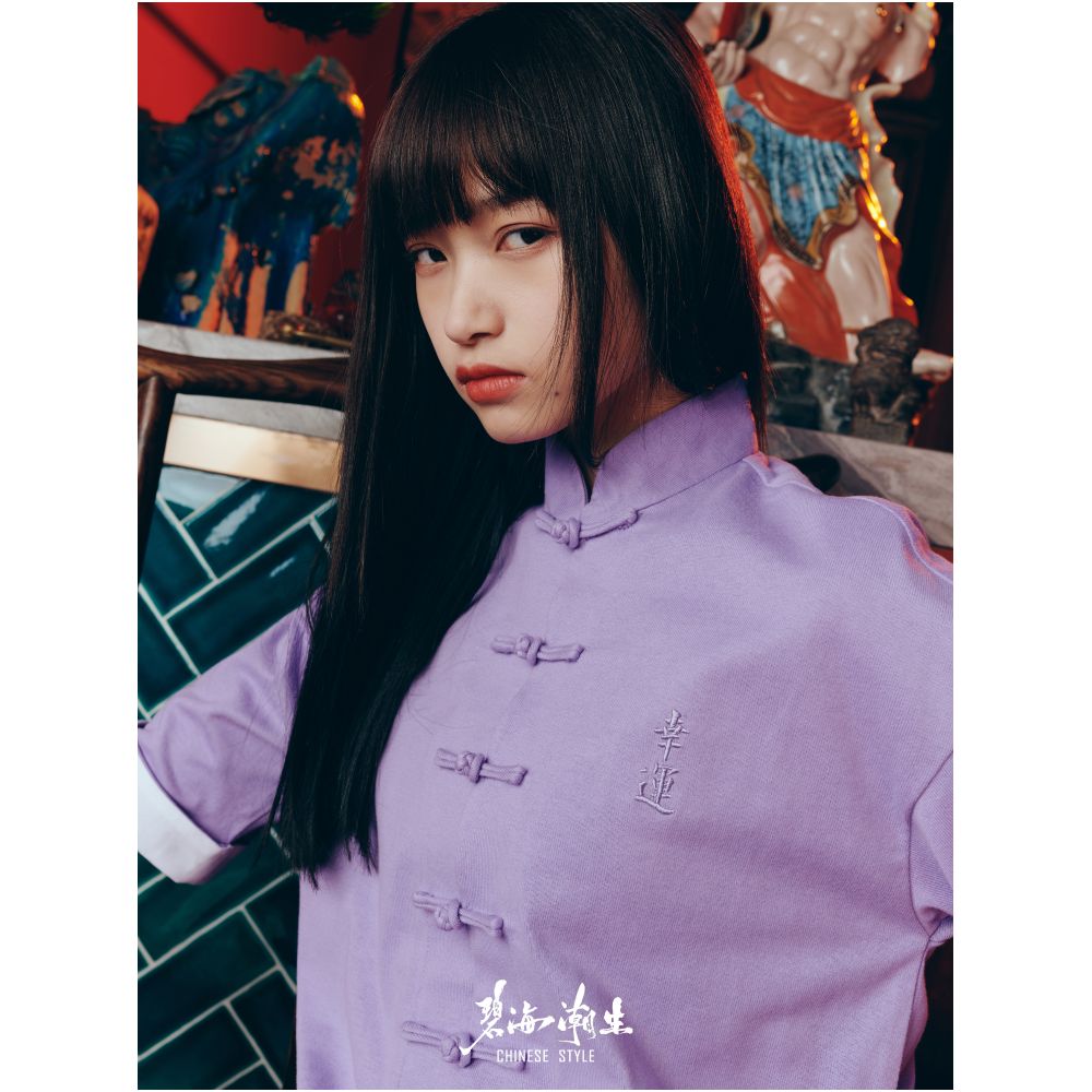 Bihai Chaosheng s new all creatures look extraordinary and original Chinese style China Chic loose button short sleeved t shirt Tang suit men and women image 5
