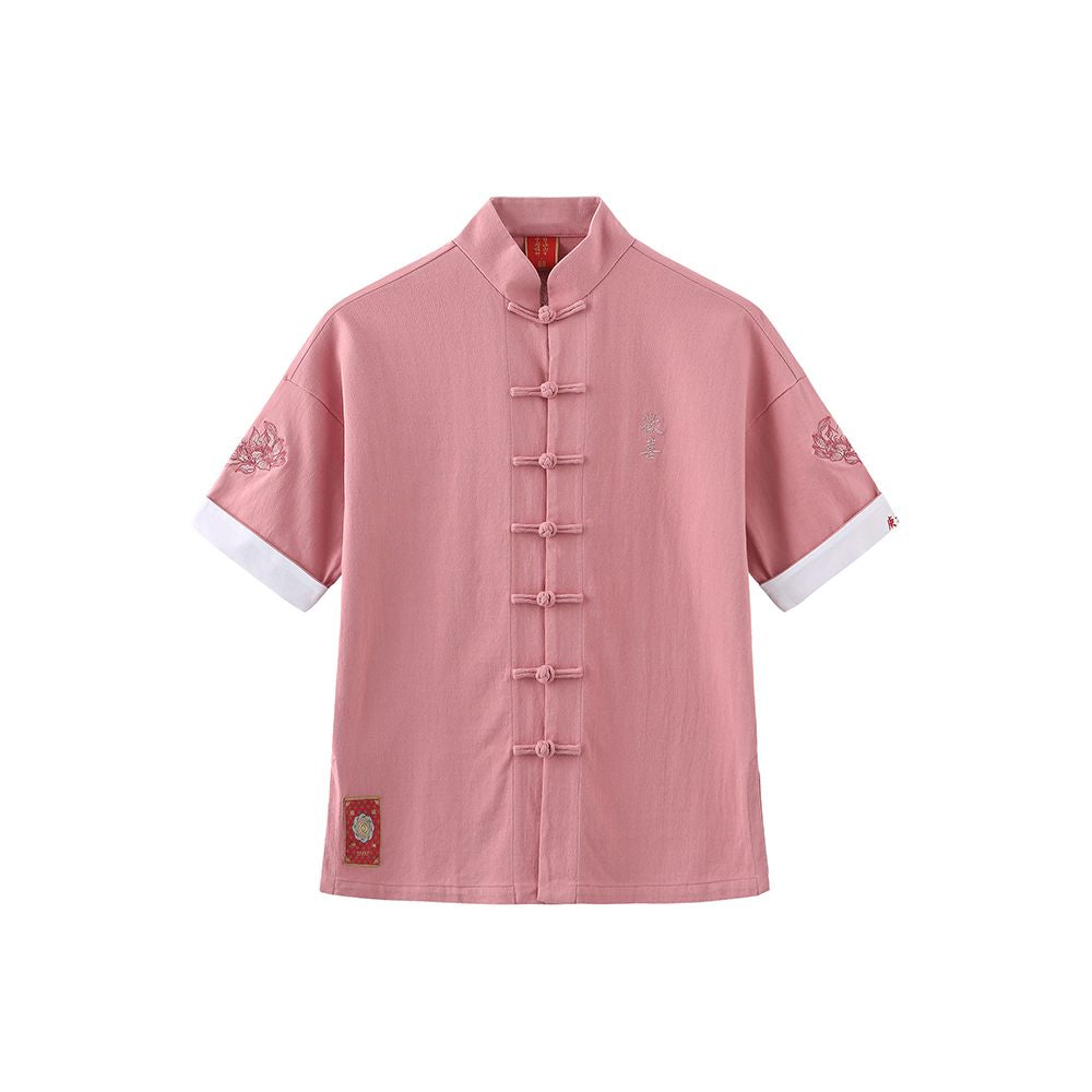Bihai Chaosheng s new all creatures look extraordinary and original Chinese style China Chic loose button short sleeved t shirt Tang suit men and women image 22