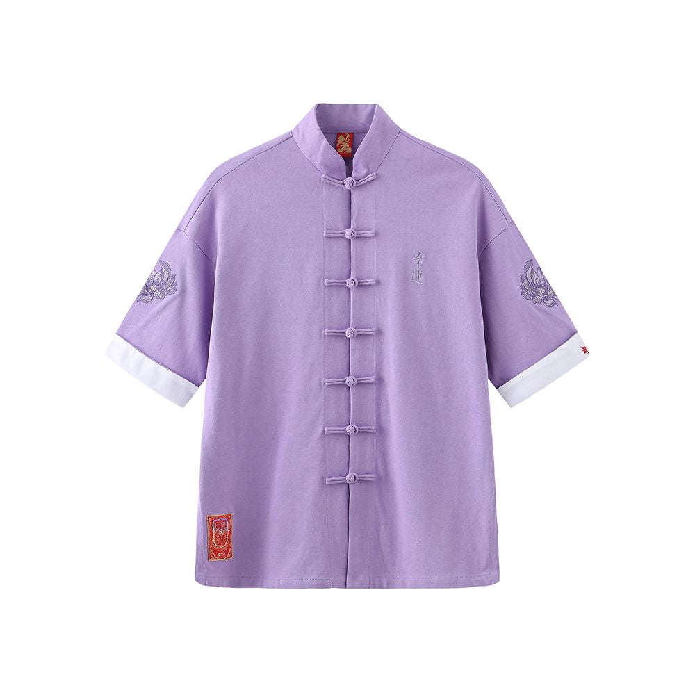 Asaya66 - Bihai Chaosheng s new all creatures look extraordinary and original Chinese style China Chic loose button short sleeved t shirt Tang suit men and women