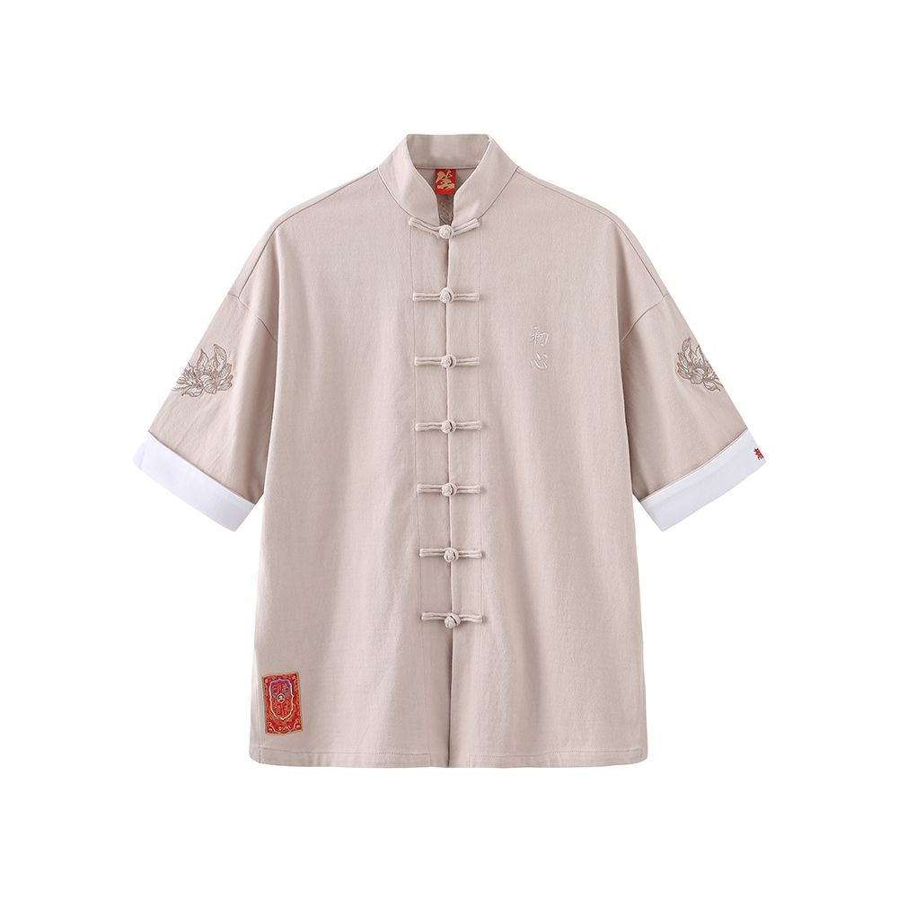 Bihai Chaosheng s new all creatures look extraordinary and original Chinese style China Chic loose button short sleeved t shirt Tang suit men and women image 60