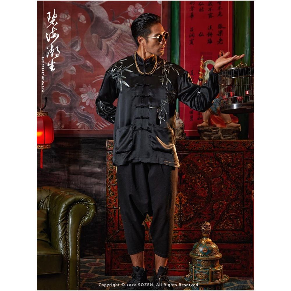 Bihai Chaosheng New Style Forest wearing and Leaf beating Silk Chinese Style China Chic Tang Suit Coat image 3