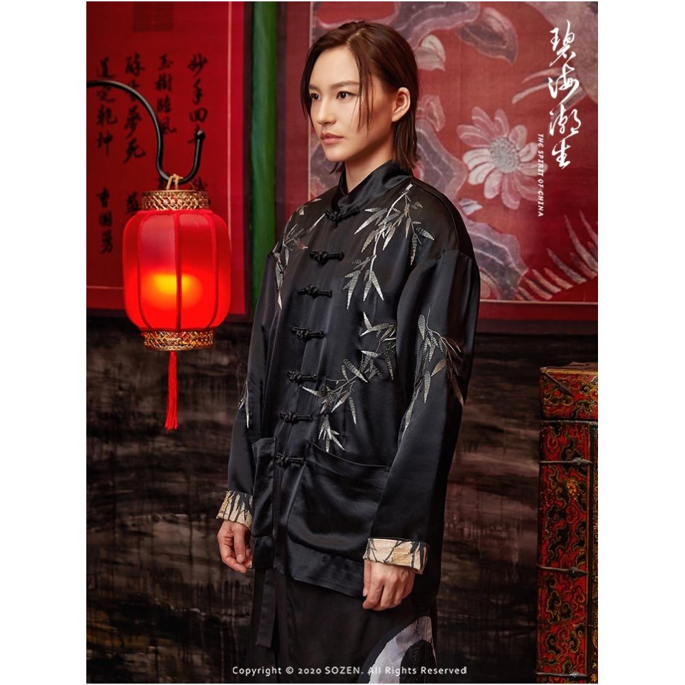 Bihai Chaosheng New Style Forest wearing and Leaf beating Silk Chinese Style China Chic Tang Suit Coat image 4