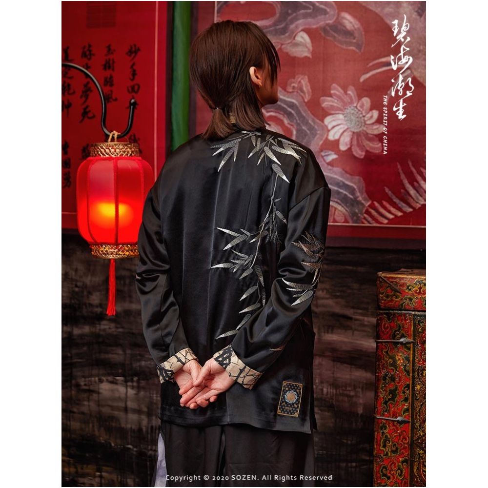 Bihai Chaosheng New Style Forest wearing and Leaf beating Silk Chinese Style China Chic Tang Suit Coat image 5