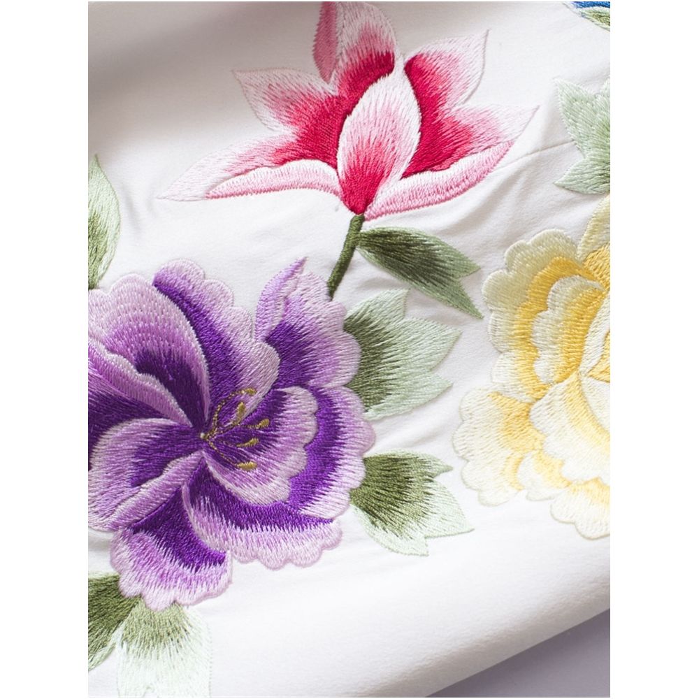 Offline blood loss price QP010 original master craftsman handmade milk white organza silk embroidered cheongsam for women image 3