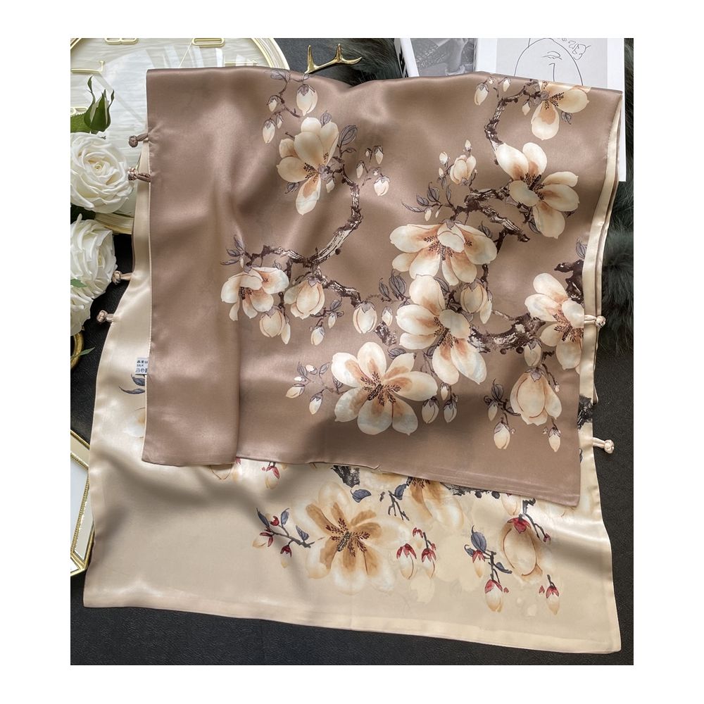 High end mother s silk scarf with buckle women s versatile long style mulberry silk scarf Hangzhou silk shawl dual use for spring and autumn image 14