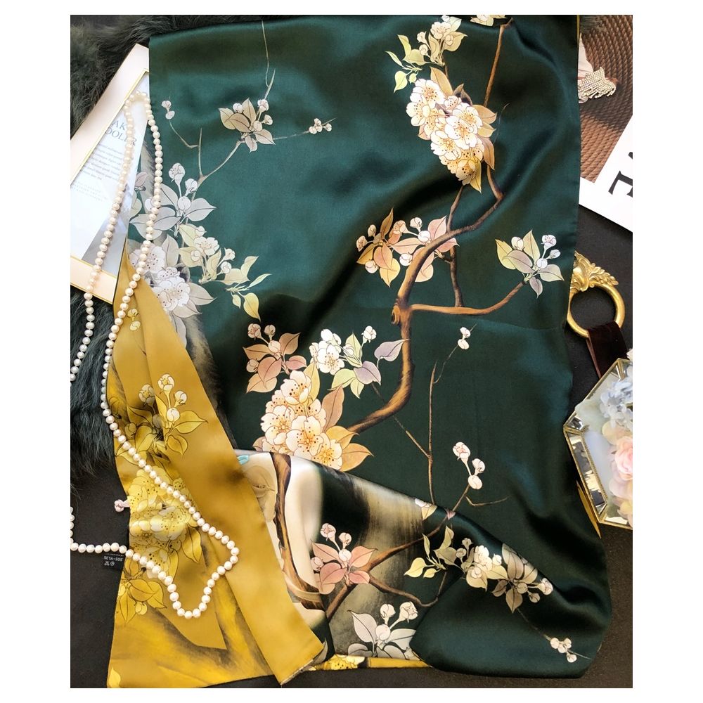 High end mother s silk scarf with buckle women s versatile long style mulberry silk scarf Hangzhou silk shawl dual use for spring and autumn image 20
