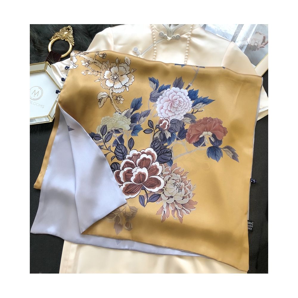 High end mother s silk scarf with buckle women s versatile long style mulberry silk scarf Hangzhou silk shawl dual use for spring and autumn image 26