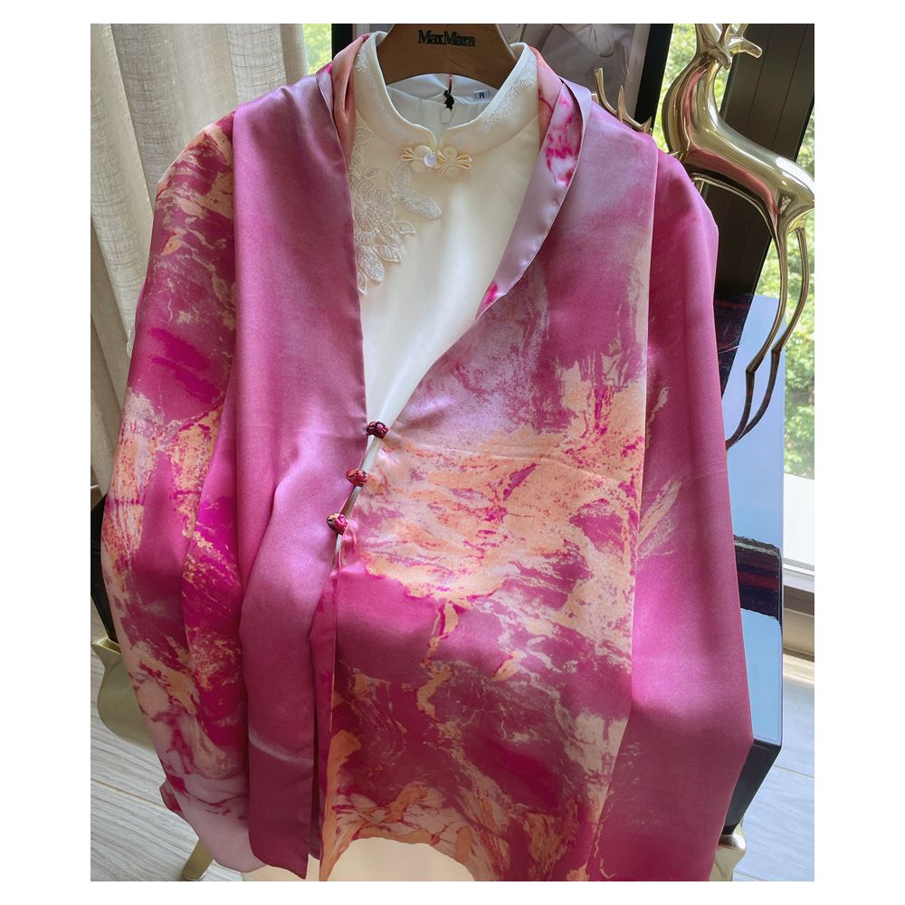 High end mother s silk scarf with buckle women s versatile long style mulberry silk scarf Hangzhou silk shawl dual use for spring and autumn image 28