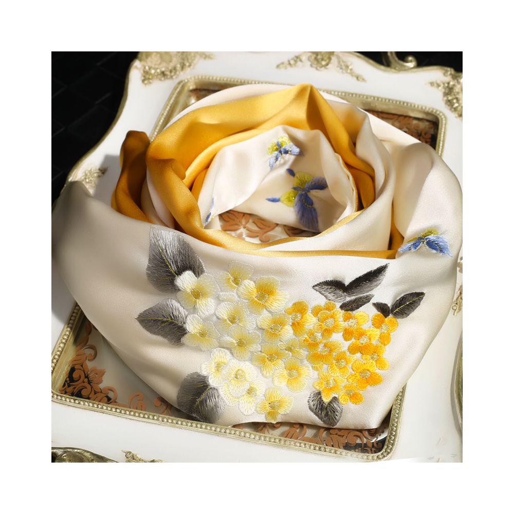 Silk scarf for women in spring and autumn embroidered with Suzhou draped with mulberry silk high end gift for mothers embroidered with Suzhou green silk scarf image 8