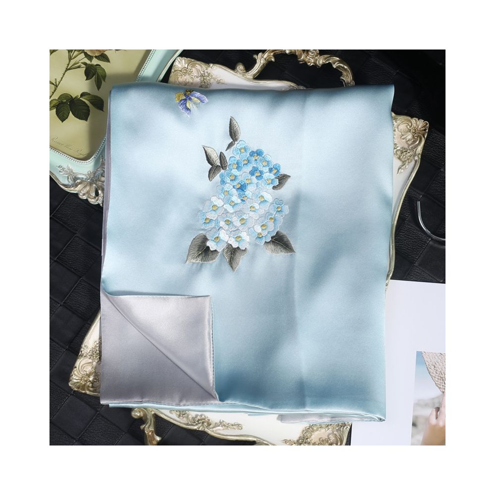 Asaya40 - Silk scarf for women in spring and autumn embroidered with Suzhou draped with mulberry silk high end gift for mothers embroidered with Suzhou green silk scarf