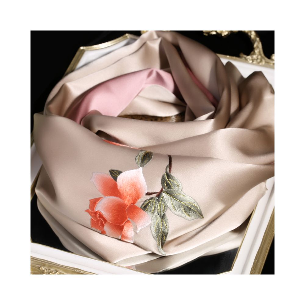 Silk scarf for women in spring and autumn embroidered with Suzhou draped with mulberry silk high end gift for mothers embroidered with Suzhou green silk scarf image 18