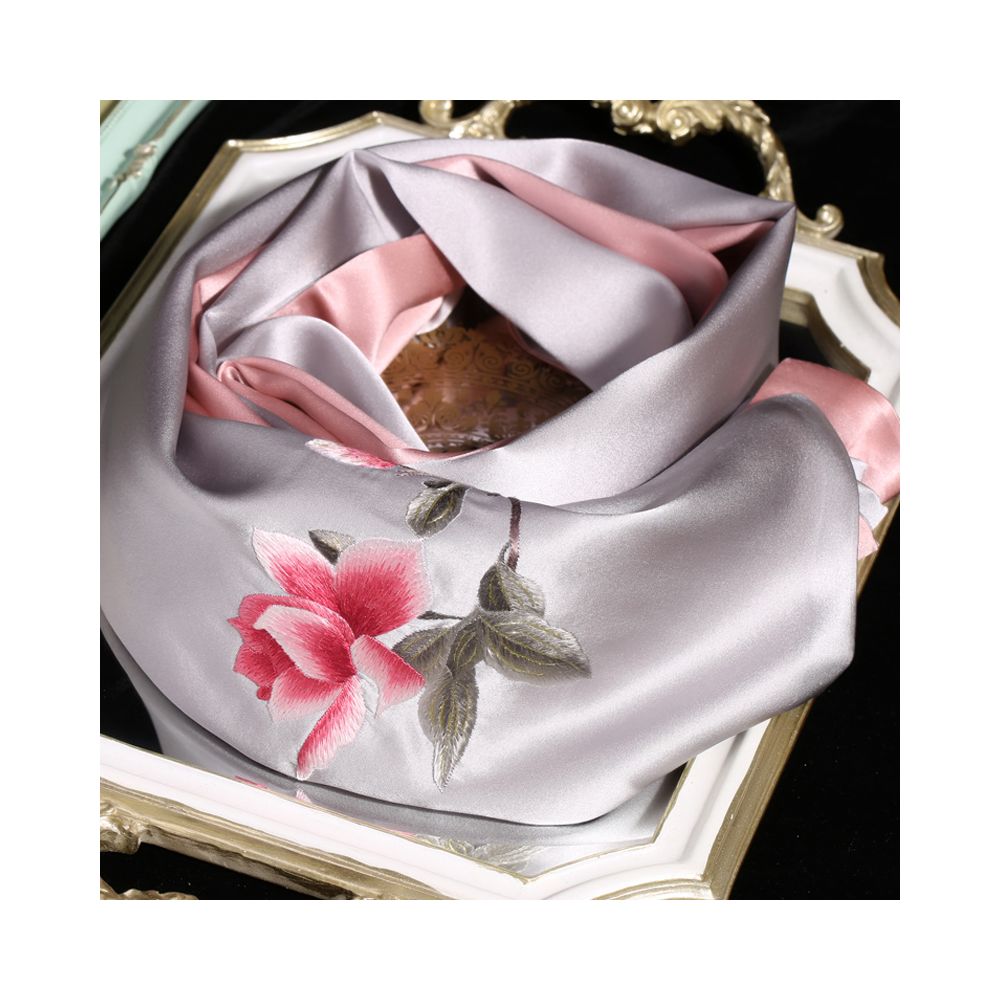 Silk scarf for women in spring and autumn embroidered with Suzhou draped with mulberry silk high end gift for mothers embroidered with Suzhou green silk scarf image 20