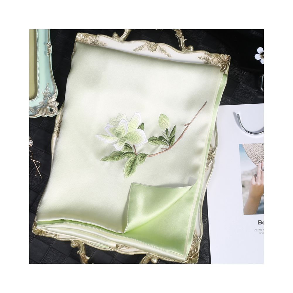 Silk scarf for women in spring and autumn embroidered with Suzhou draped with mulberry silk high end gift for mothers embroidered with Suzhou green silk scarf image 22