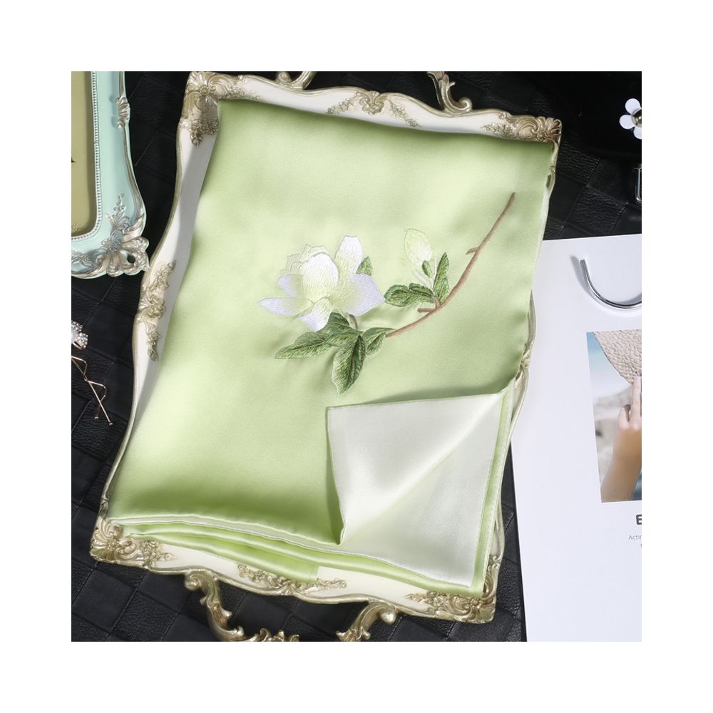 Silk scarf for women in spring and autumn embroidered with Suzhou draped with mulberry silk high end gift for mothers embroidered with Suzhou green silk scarf image 25