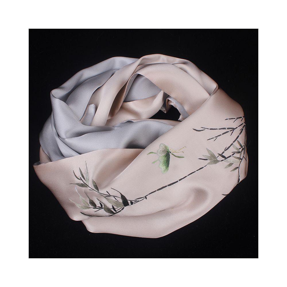 Embroidered mulberry silk long scarf middle aged men and women s silk scarf embroidered Suzhou silk Suzhou embroidery special souvenir image 80