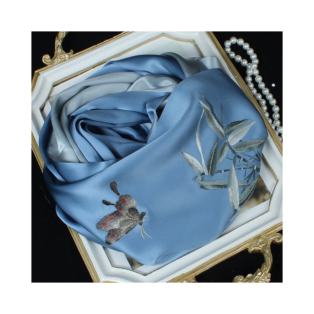Embroidered mulberry silk long scarf middle aged men and women s silk scarf embroidered Suzhou silk Suzhou embroidery special souvenir image 9