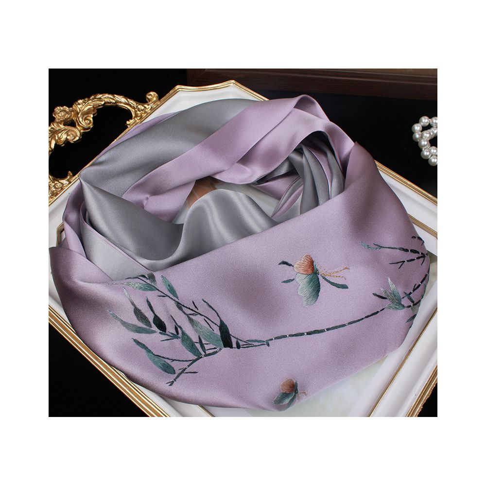 Embroidered mulberry silk long scarf middle aged men and women s silk scarf embroidered Suzhou silk Suzhou embroidery special souvenir image 15
