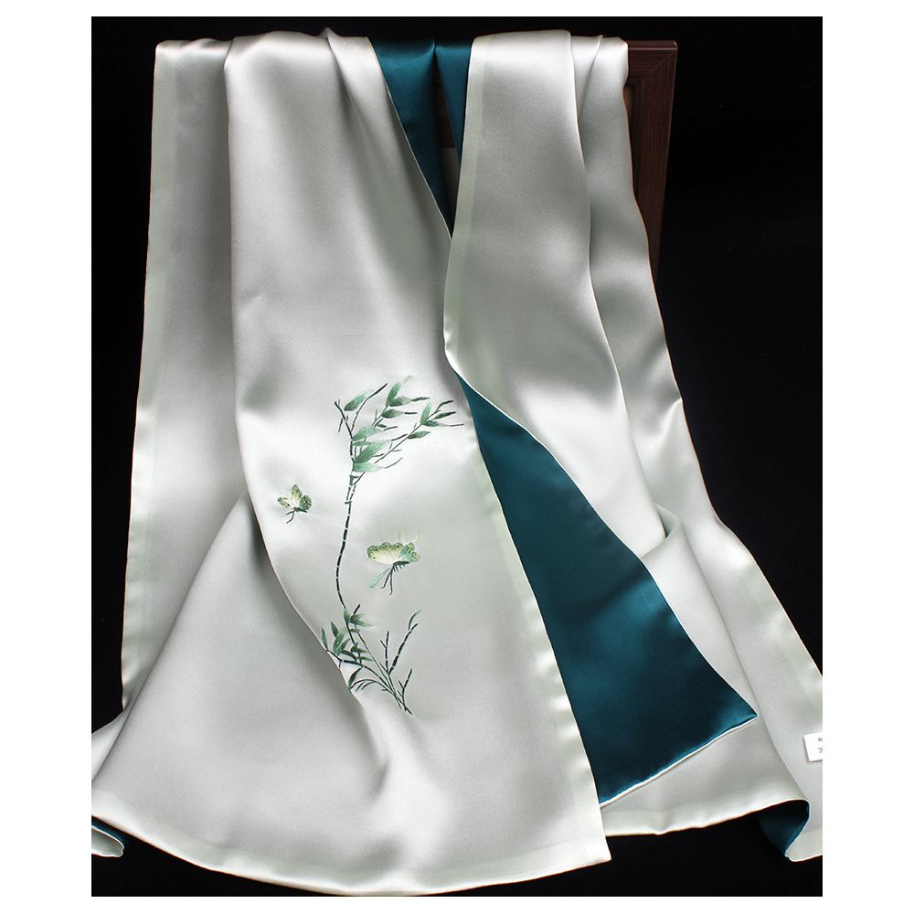 Embroidered mulberry silk long scarf middle aged men and women s silk scarf embroidered Suzhou silk Suzhou embroidery special souvenir image 21