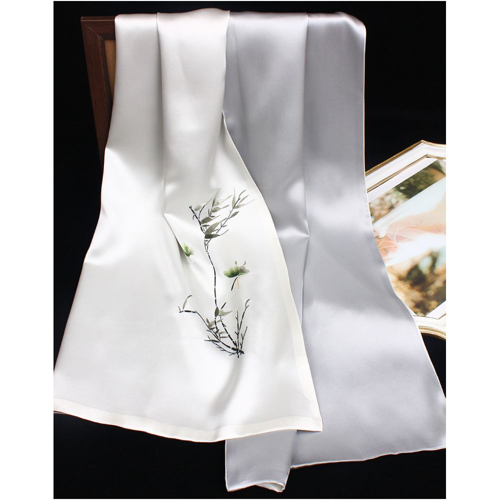 Asaya39 - Embroidered mulberry silk long scarf middle aged men and women s silk scarf embroidered Suzhou silk Suzhou embroidery special souvenir