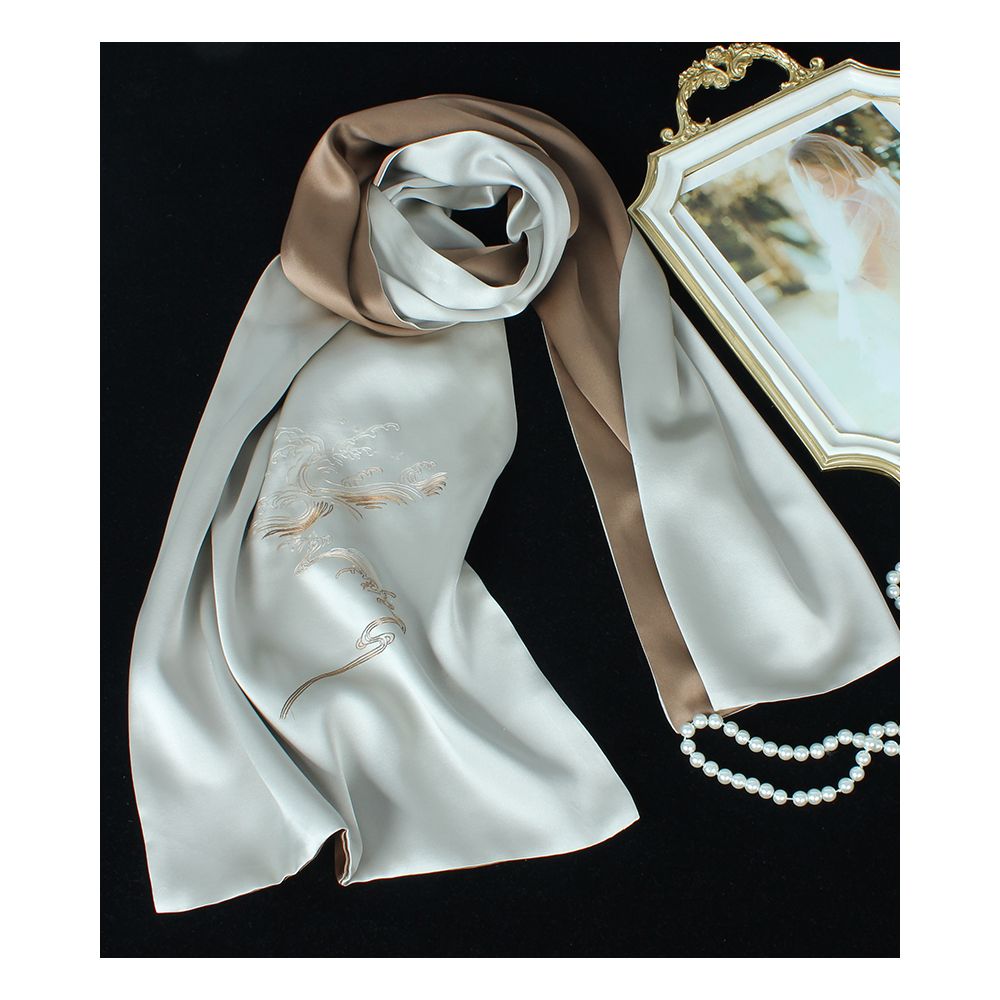 Embroidered mulberry silk long scarf middle aged men and women s silk scarf embroidered Suzhou silk Suzhou embroidery special souvenir image 49