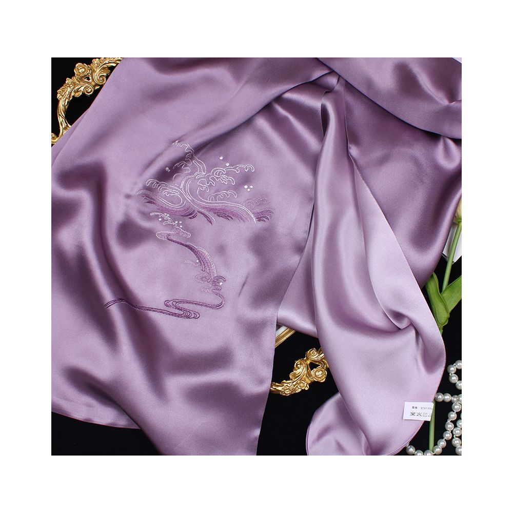 Embroidered mulberry silk long scarf middle aged men and women s silk scarf embroidered Suzhou silk Suzhou embroidery special souvenir image 53