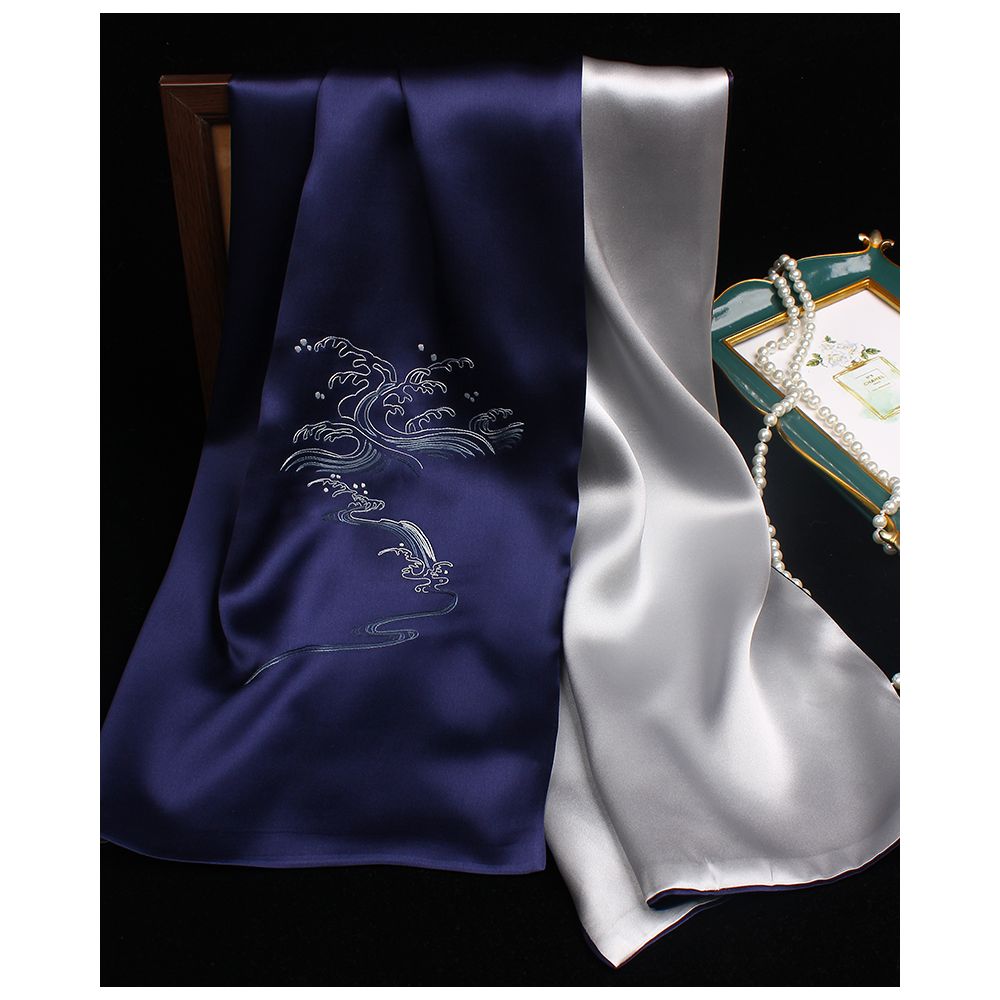 Embroidered mulberry silk long scarf middle aged men and women s silk scarf embroidered Suzhou silk Suzhou embroidery special souvenir image 57
