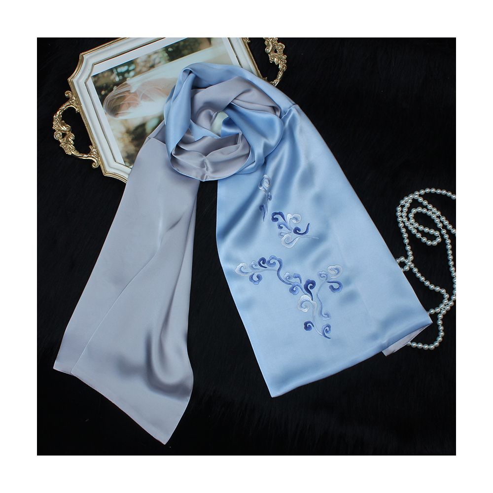 Embroidered mulberry silk long scarf middle aged men and women s silk scarf embroidered Suzhou silk Suzhou embroidery special souvenir image 71