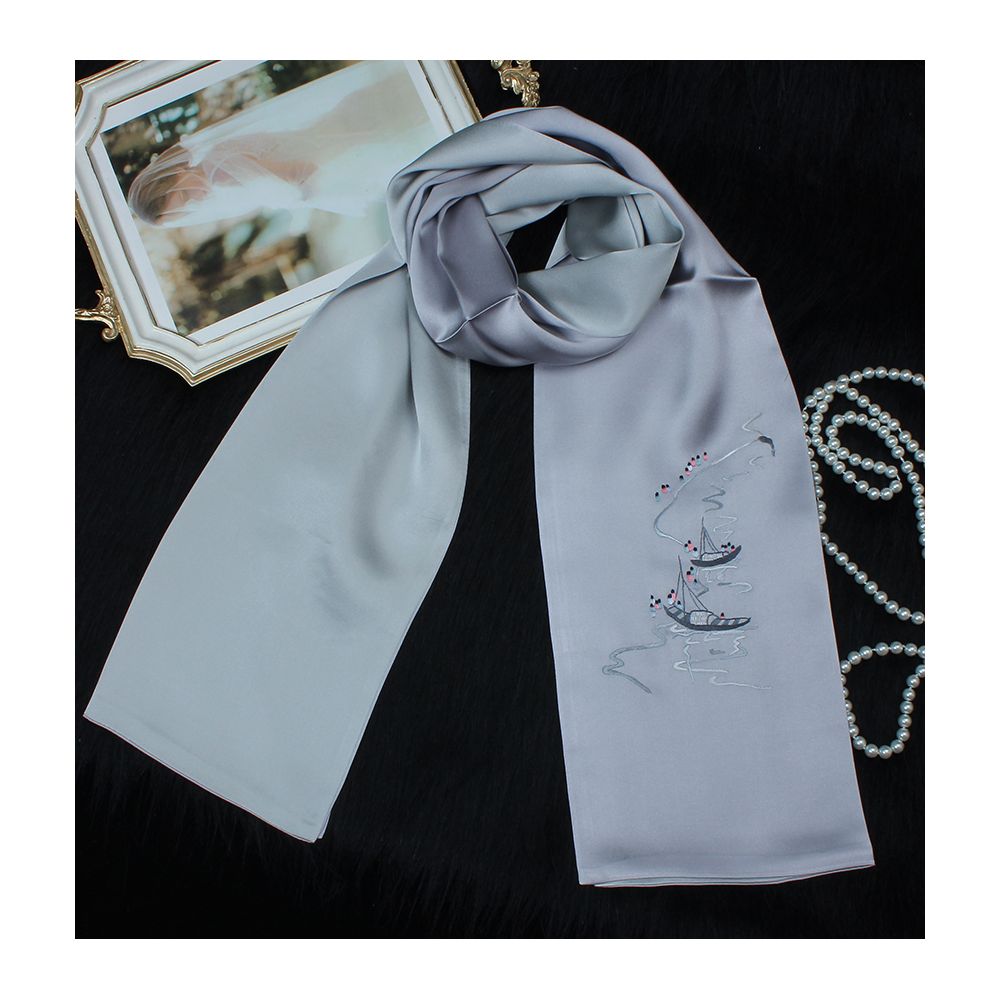 Embroidered mulberry silk long scarf middle aged men and women s silk scarf embroidered Suzhou silk Suzhou embroidery special souvenir image 75