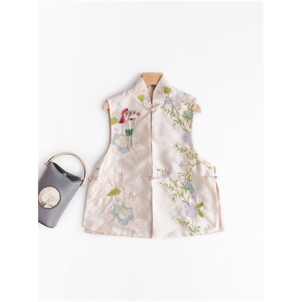 Town Store Baby PCY505 New Chinese Embroidered Stand up Collar Pan Buckle Vest Chinese Retro Embroidered Cotton Vest Spring Autumn Winter image 157