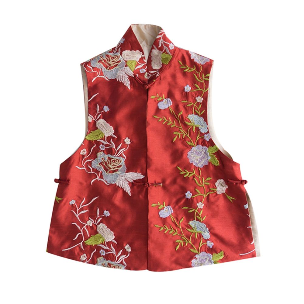Town Store Baby PCY505 New Chinese Embroidered Stand up Collar Pan Buckle Vest Chinese Retro Embroidered Cotton Vest Spring Autumn Winter image 161