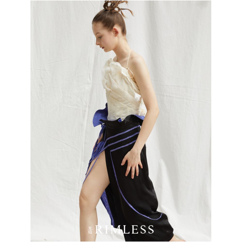 RIMLESS Borderless Three Dimensional Curved Half Skirt with Embroidered Bract Acetic Acid Drop One Piece Skirt Original Designer Brand image 1