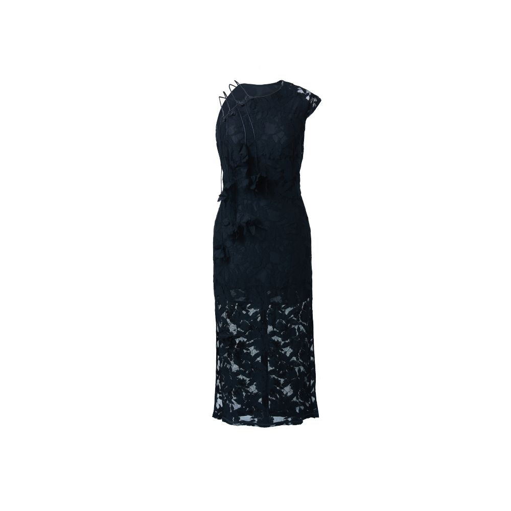 RIMLESS Borderless Slant Front Hollow New Chinese Cheongsam Dress Split Skirt Original Designer Brand image 11