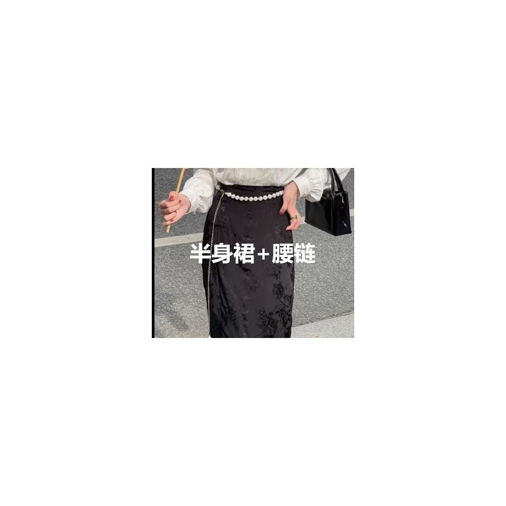 Hanfu New Chinese Jacquard Satin Shirt Women s Spring and Autumn European style Tang style Shirt Improved Cheongsam Top image 26