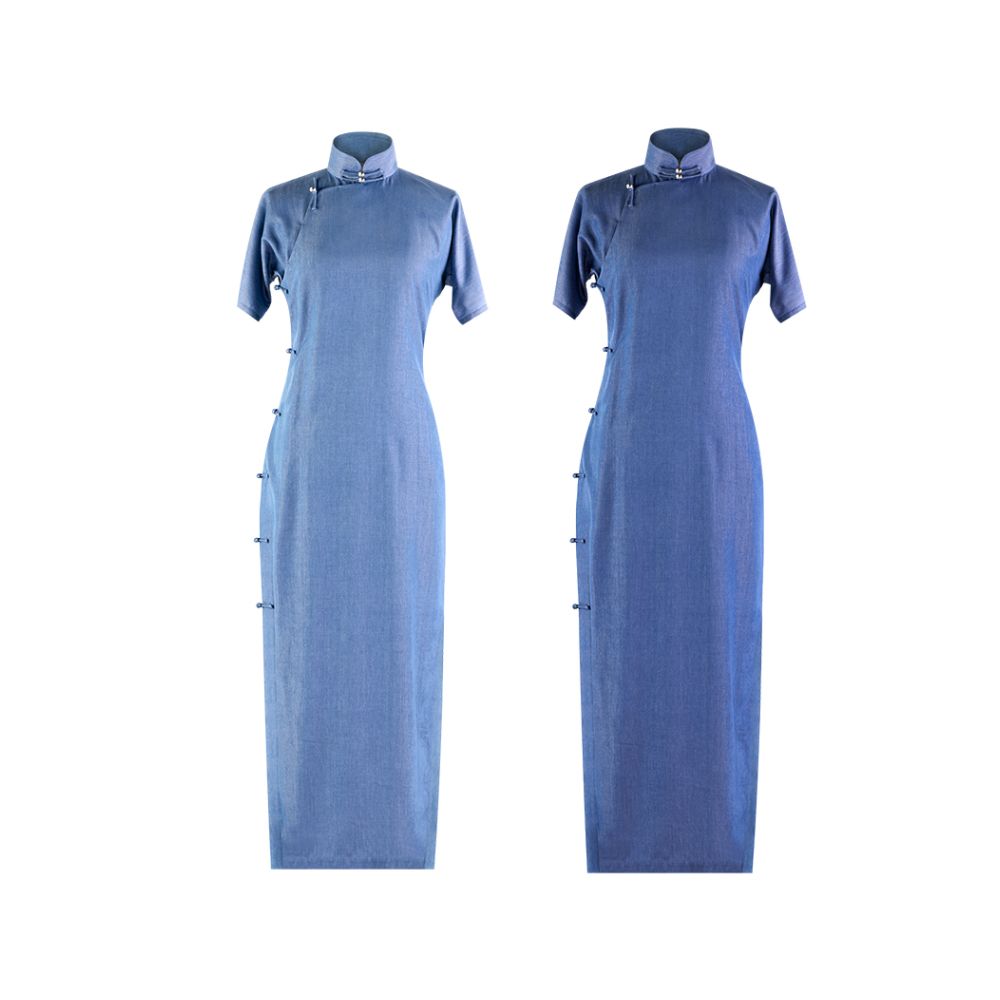 Su Qiu Spring Summer Daily Improved Cowboy Cheongsam Dress Young Style Elegant Retro Style Slimming and slimming image 19