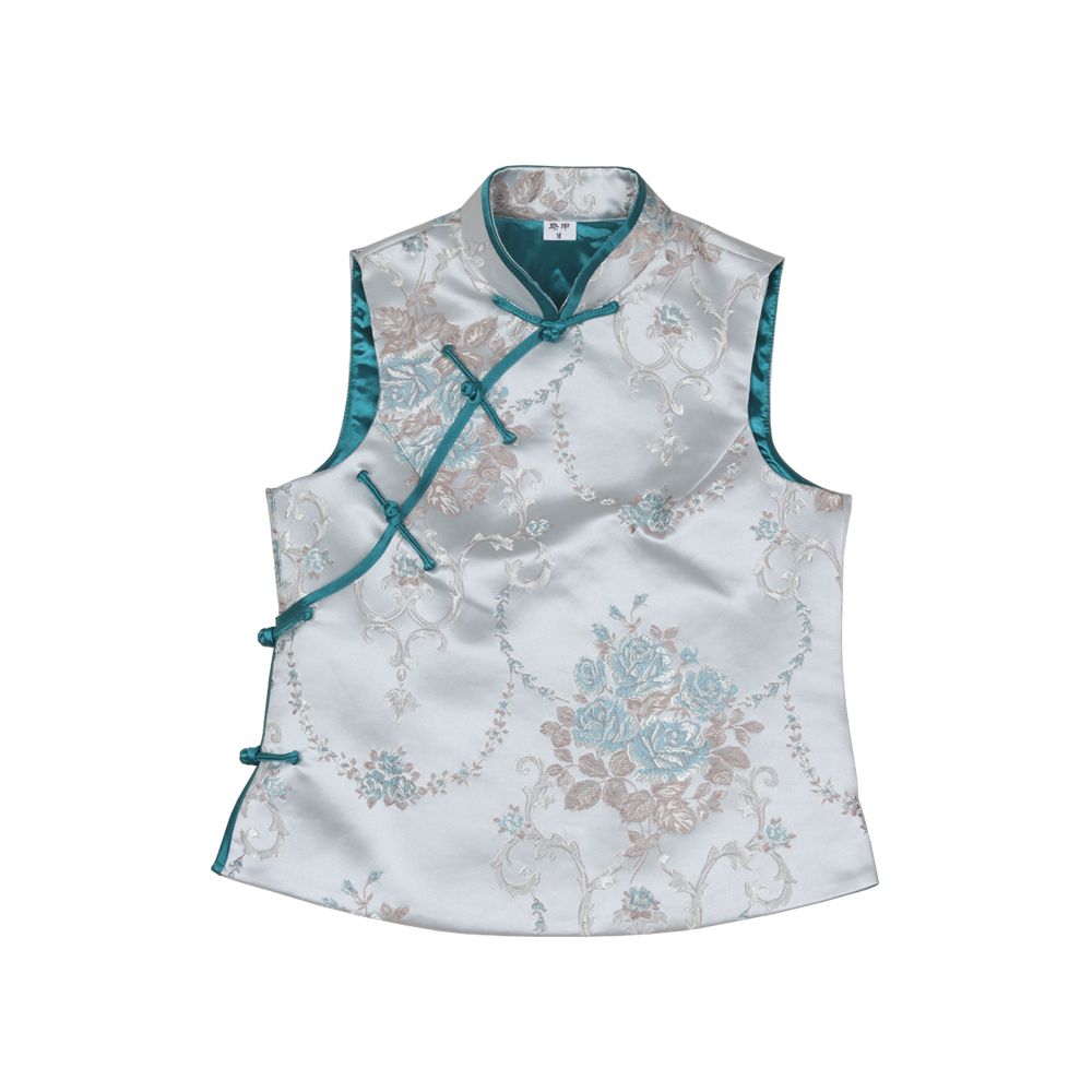 Western style Spring and Autumn Winter Original Weaving Brocade Ethnic Style Embroidery Stand collar Short vest Women s top Tang style coat image 34