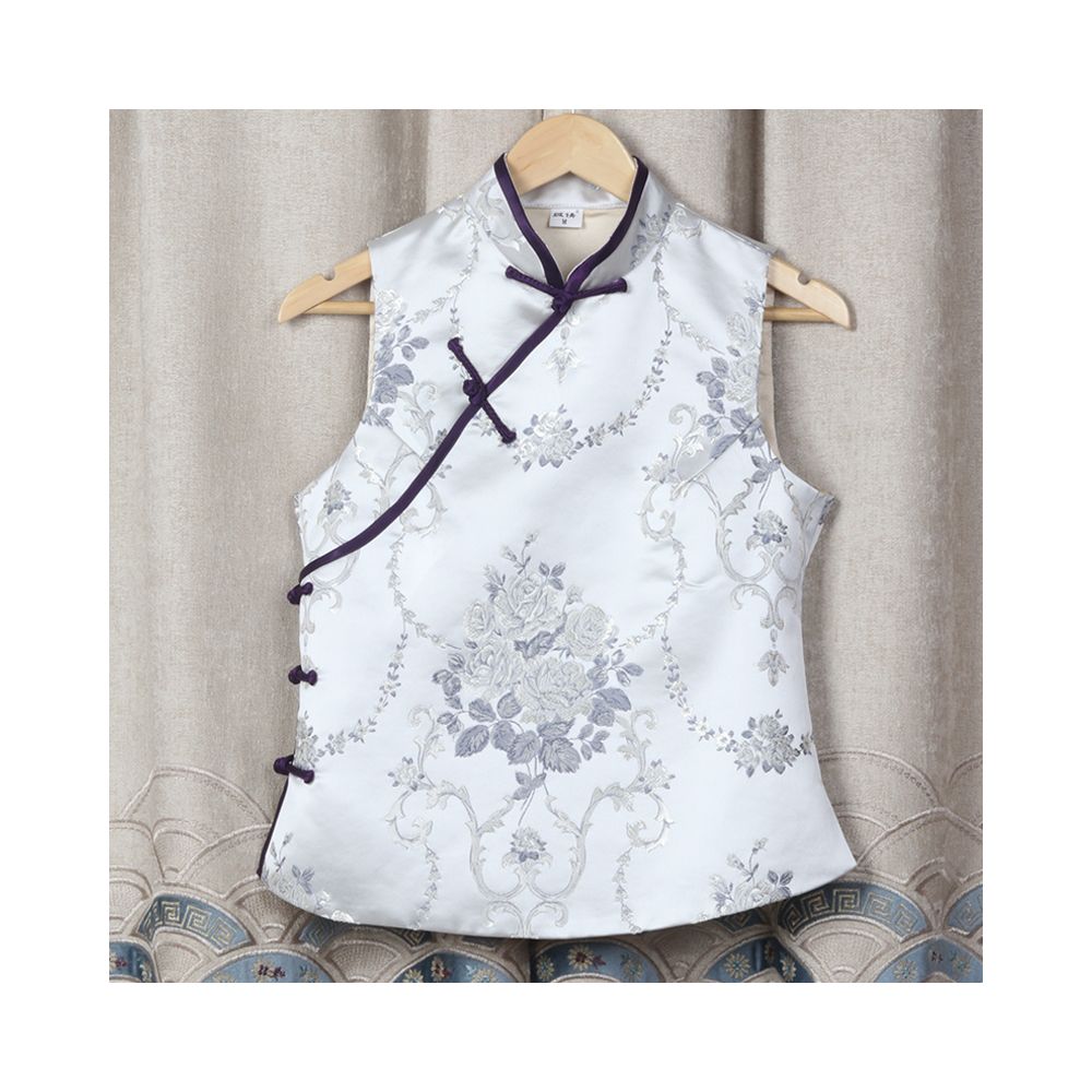 Western style Spring and Autumn Winter Original Weaving Brocade Ethnic Style Embroidery Stand collar Short vest Women s top Tang style coat image 45