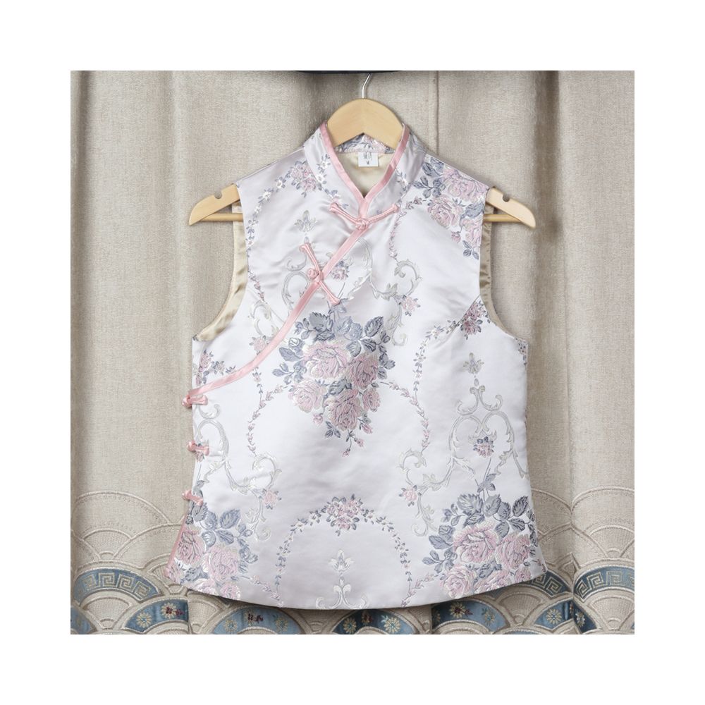 Western style Spring and Autumn Winter Original Weaving Brocade Ethnic Style Embroidery Stand collar Short vest Women s top Tang style coat image 64