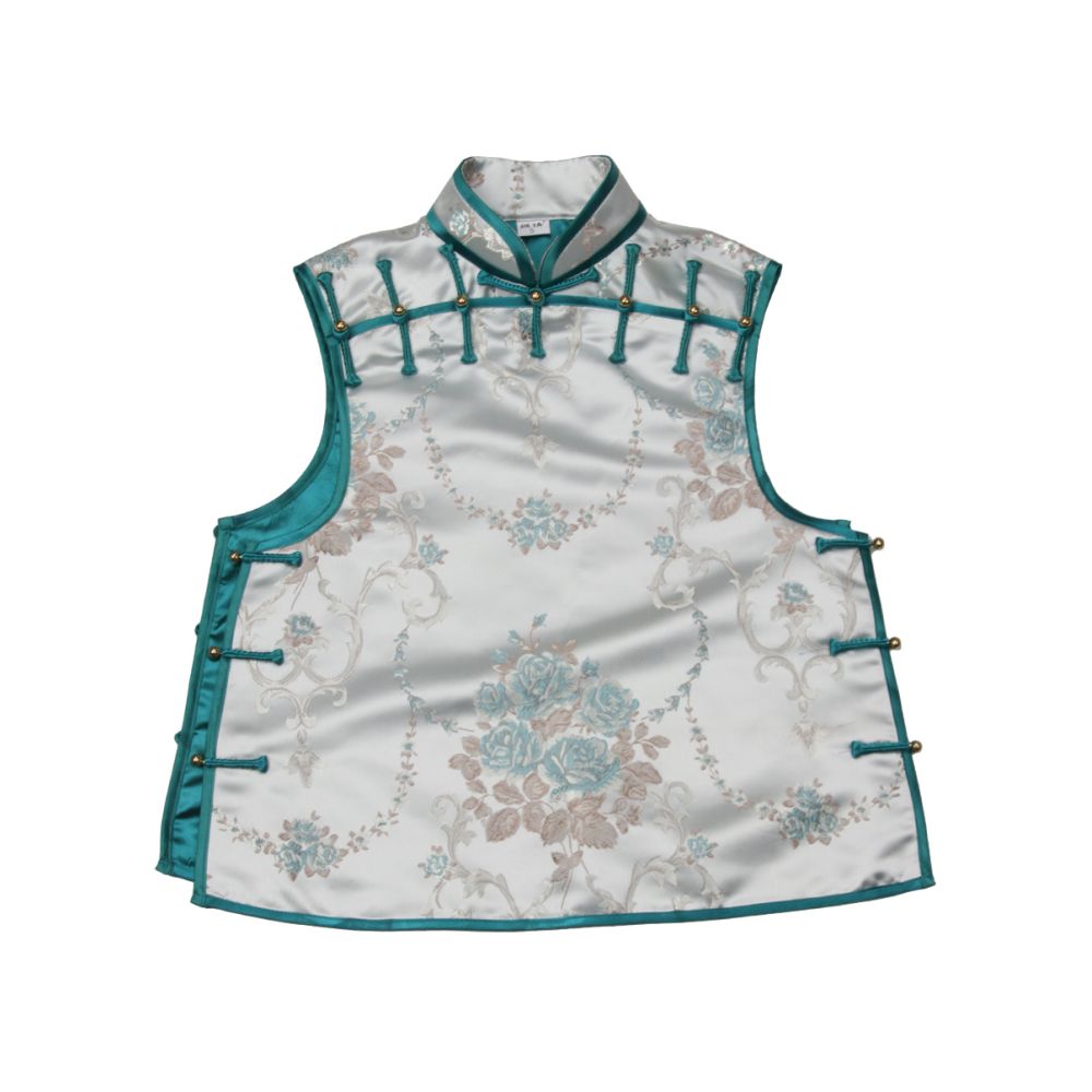National Style New Spring and Autumn Satin Thirteen Taibao Vests Shoulders Tang style Top Small Shirt Coat Women s Stand up Collar image 49