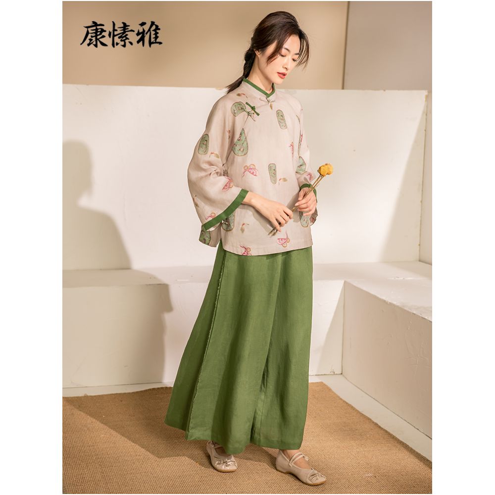 Kang Suya layman s clothing women s spring and autumn winter meditation clothing cotton and linen yoga clothing set loose Zen yoga sitting meditation clothing image 3