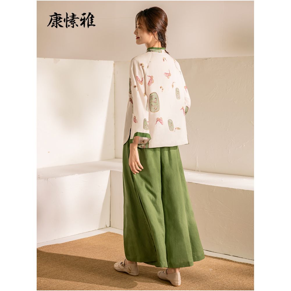 Kang Suya layman s clothing women s spring and autumn winter meditation clothing cotton and linen yoga clothing set loose Zen yoga sitting meditation clothing image 5