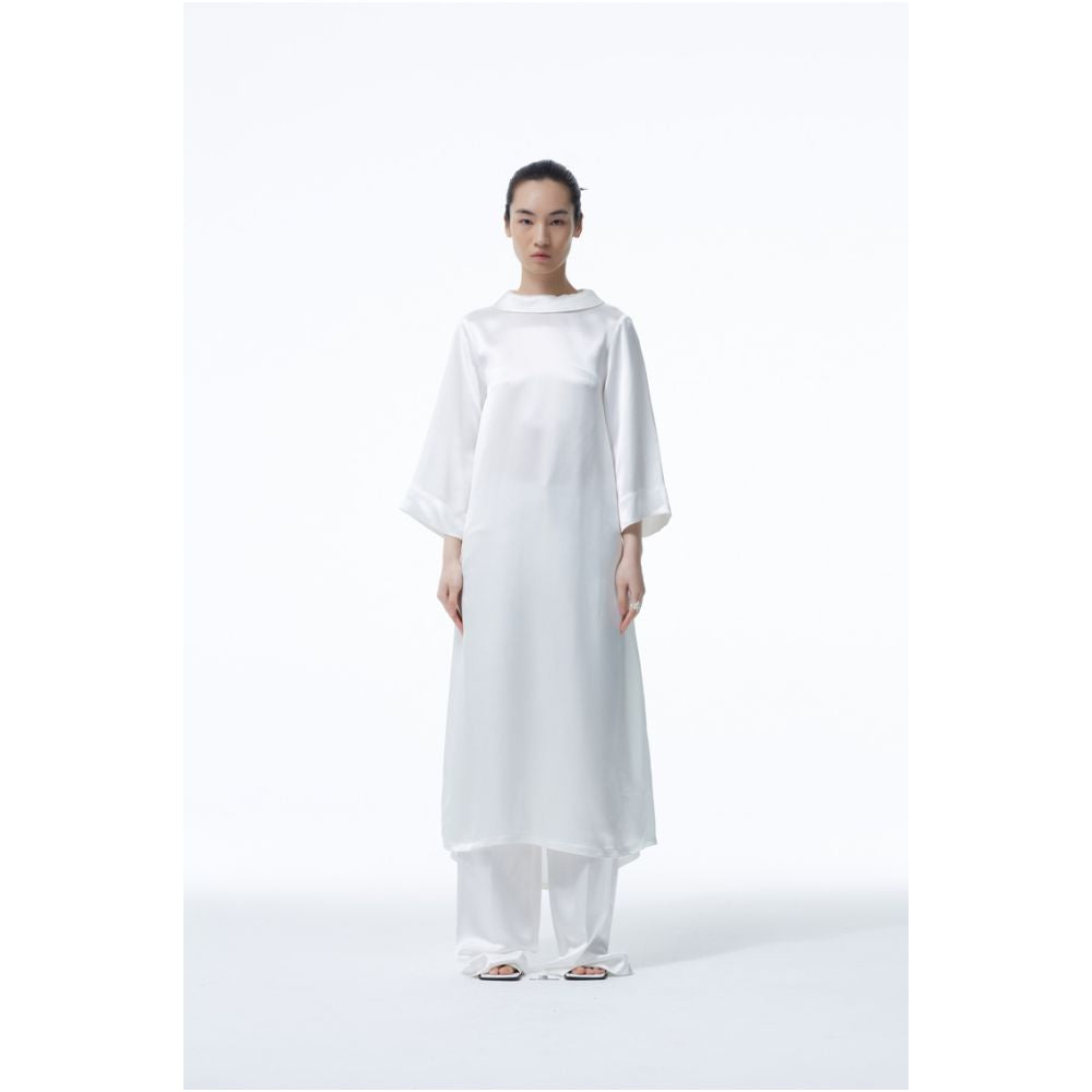 The52 RE MASTERED new half high collar acetate backless drape loose commuter loose dress image 8